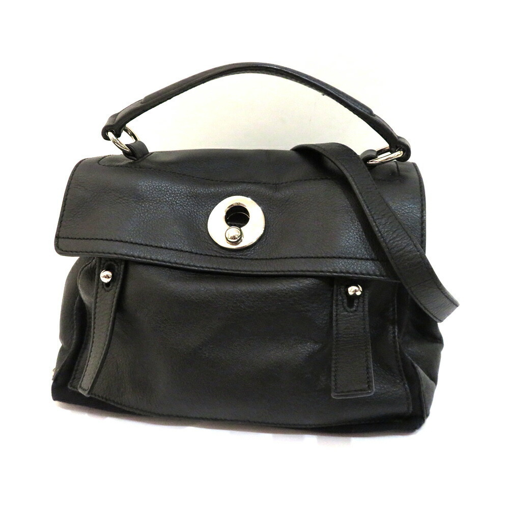 Yves Saint Laurent Muse Toe Shoulder Bag Black Leather YSL